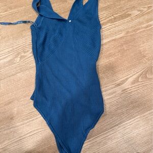 Blue deep neck bodysuit from Abercrombie, worn once.
